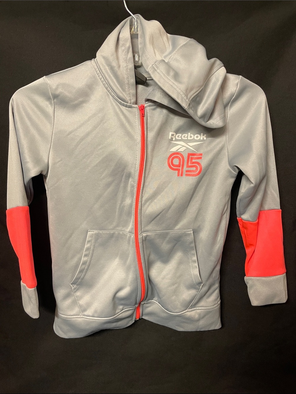 Reebok Gray Hoodie with Coral Accents - Kids